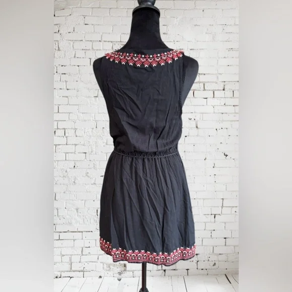 Forever 21 Sleeveless Boho Mini Dress- Embroidered Trim Rope Belt NWT - Picture 9 of 12